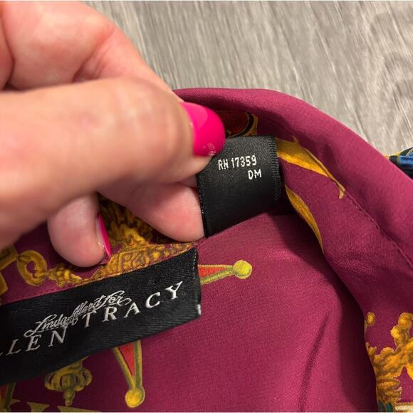 Vintage Ellen Tracy Women's Silk Blouse Dream Rich Abstract Art-To-Wear Size 2P - Picture 4 of 8